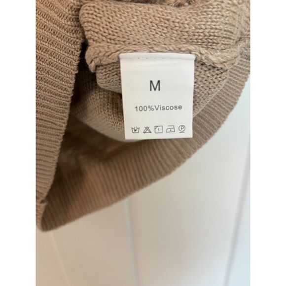 Cable Knit Crop Tank Top Coffee Brown Sleeveless Sweater Vest M - Picture 3 of 6